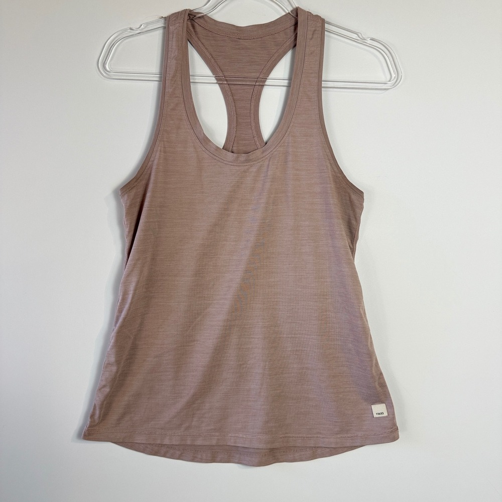 Vuori Lux Performance Tank Women XS Mauve Heathered Racerback Active Top